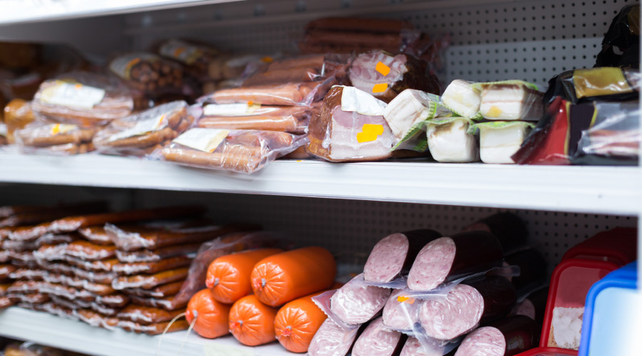 food on shelves packaged